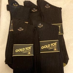 Size 13 Classic Cotton Lisle Gold Toe Socks - black